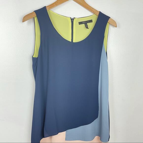 BCBG | Color Block Flowing Dress Blue Yellow Pink - Picture 7 of 9